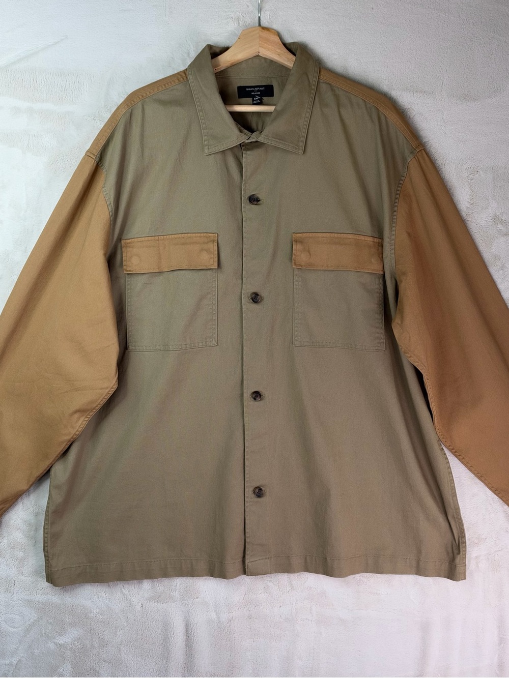 Banana Republic Relaxed Fit Surplus Overshirt Utility Neutral Khaki XXL